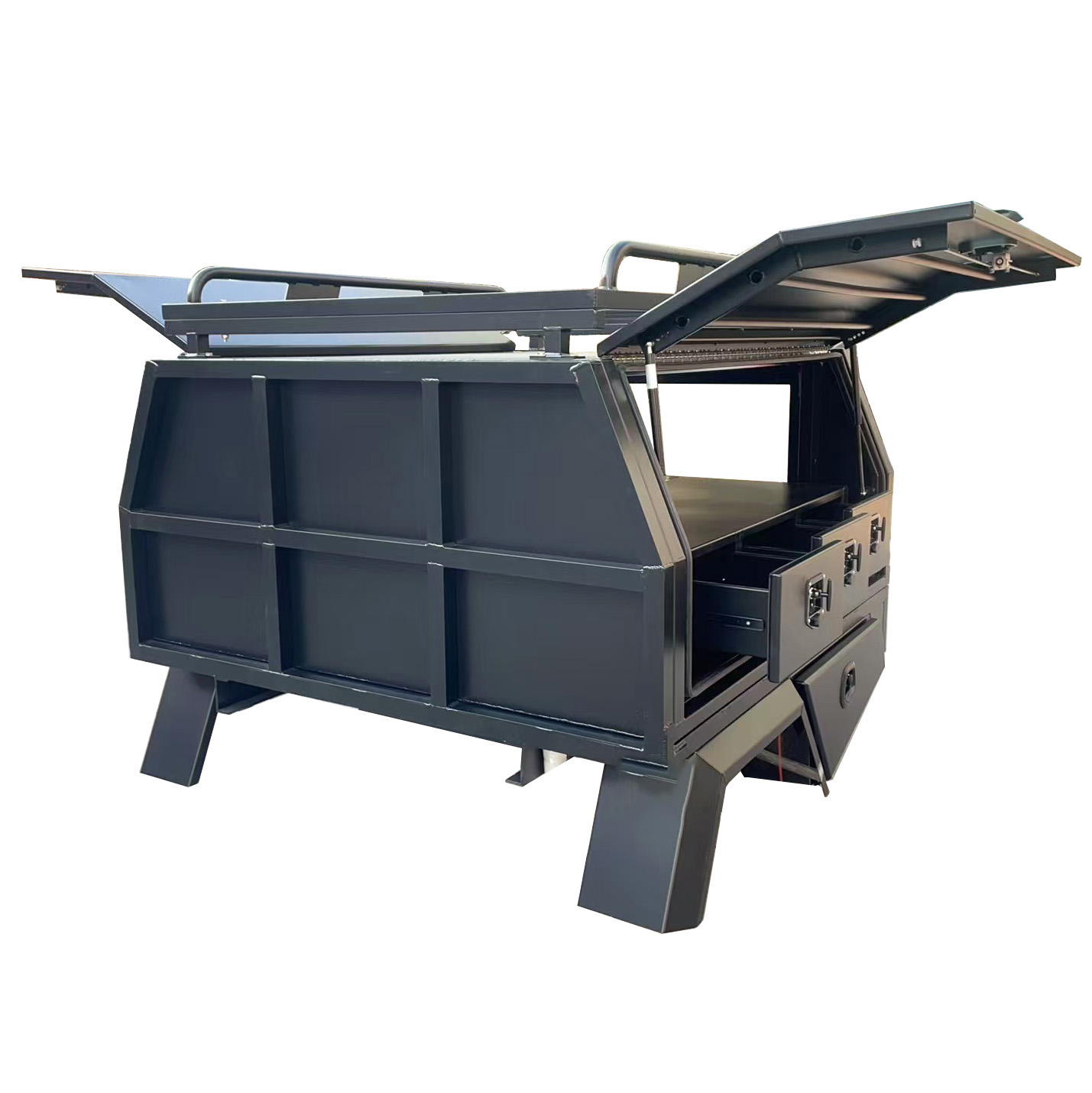 YT-7008-3 Doors Aluminium Ute Canopy and Tray with Roof Rack YT-7008-3 Doors Aluminium Ute Canopy and Tray with Roof Rack