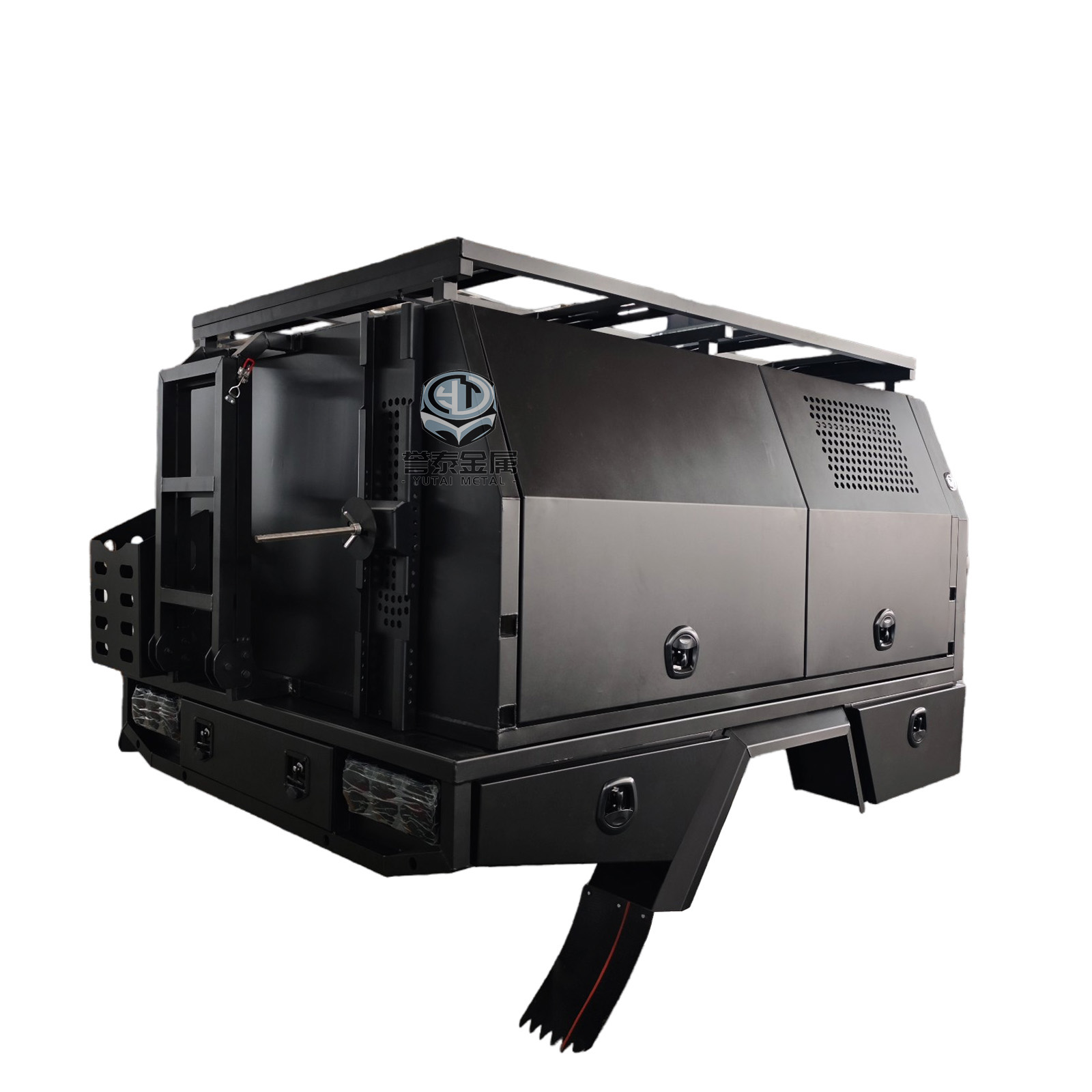 YT-7026-black Aluminum Ute Canopy and Tray with Dog Box YT-7026-black Aluminum Ute Canopy and Tray with Dog Box