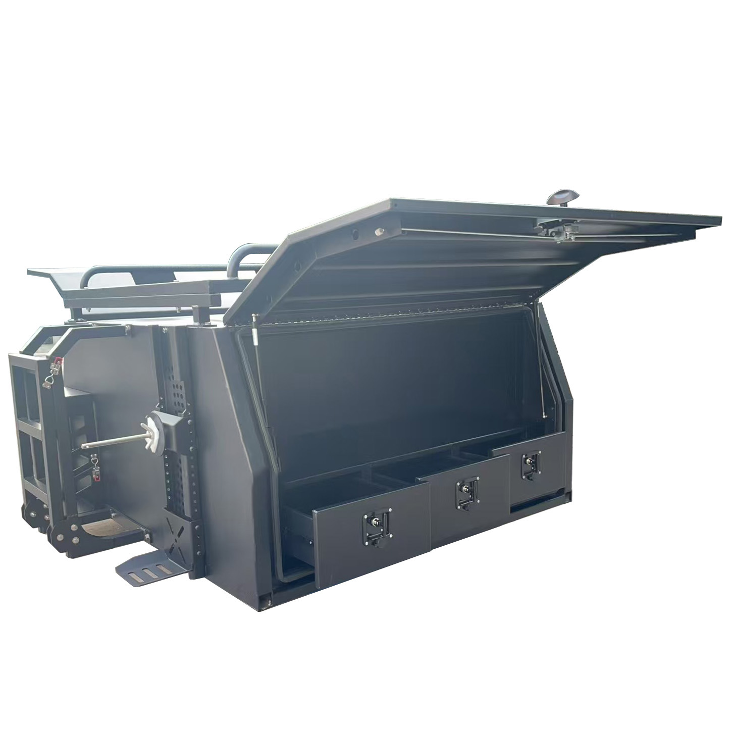 YT-1008-Black Flat Heavy Duty Aluminium Ute Canopy (2 Doors)