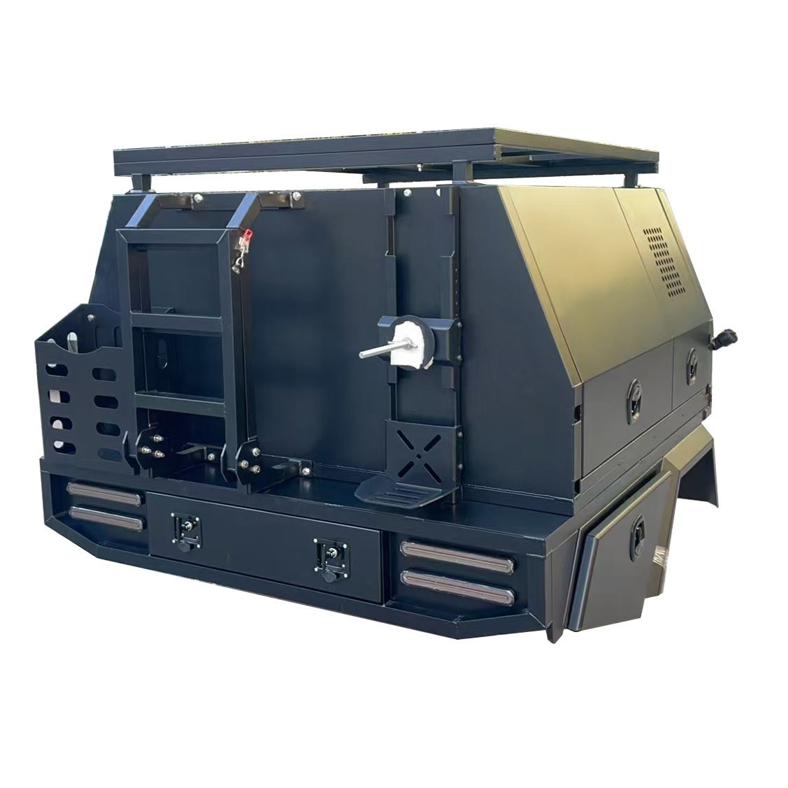 YT-7002-2 Doors Aluminum Ute Canopy and Tray with Dog Box