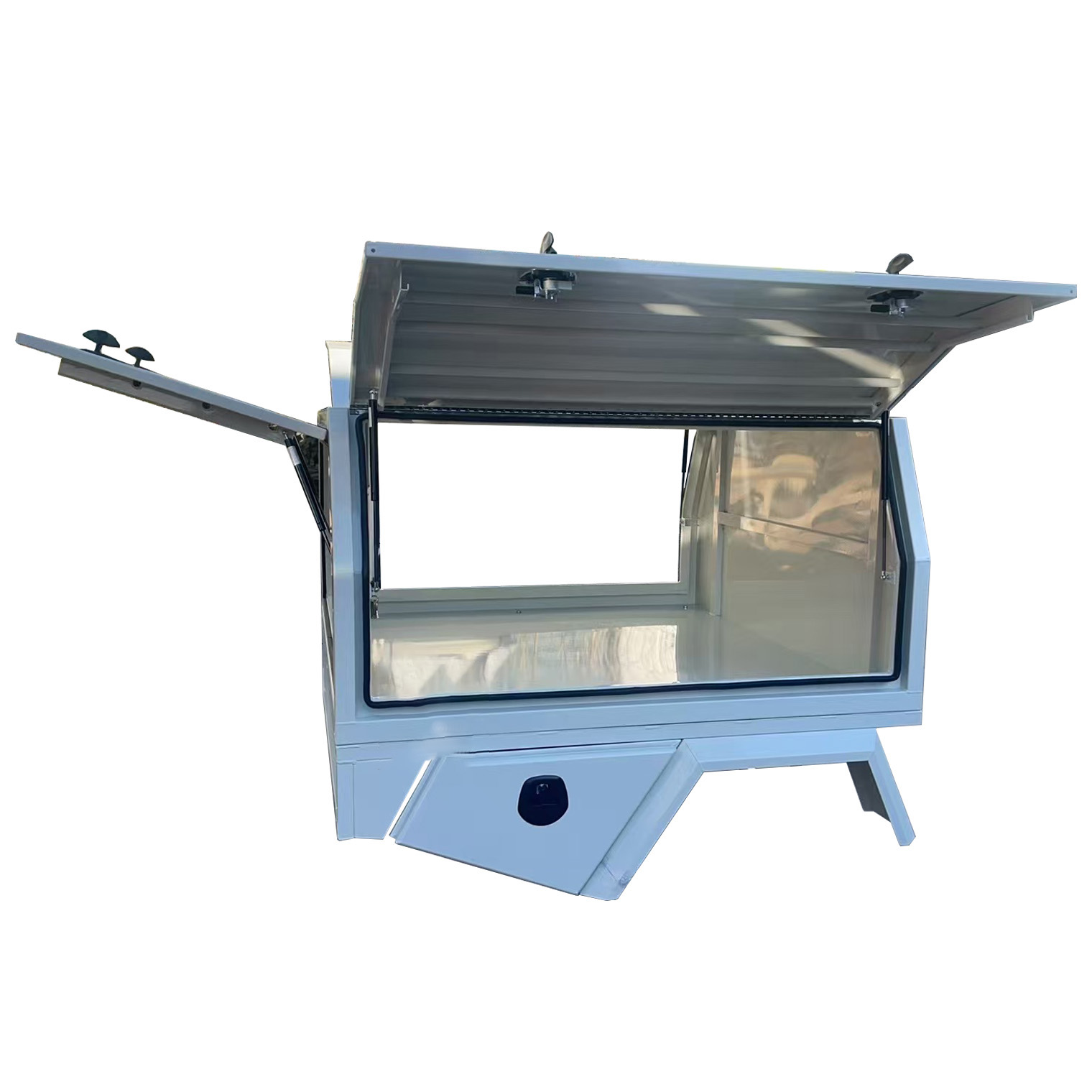 YT-7013-White 3 Doors Aluminium Ute Canopy and Tray Package