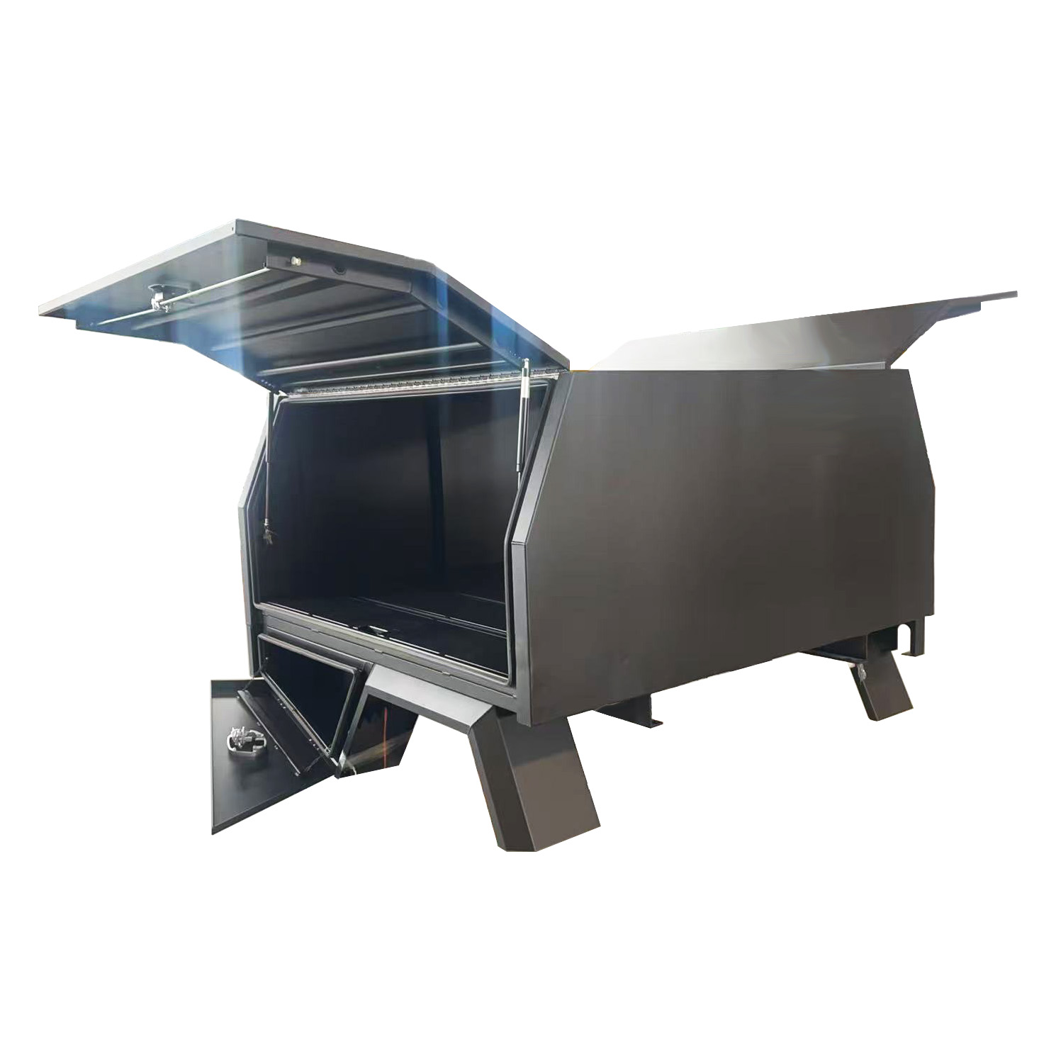 YT-7019-3 Doors Black Flat Aluminium Ute Canopy and Tray