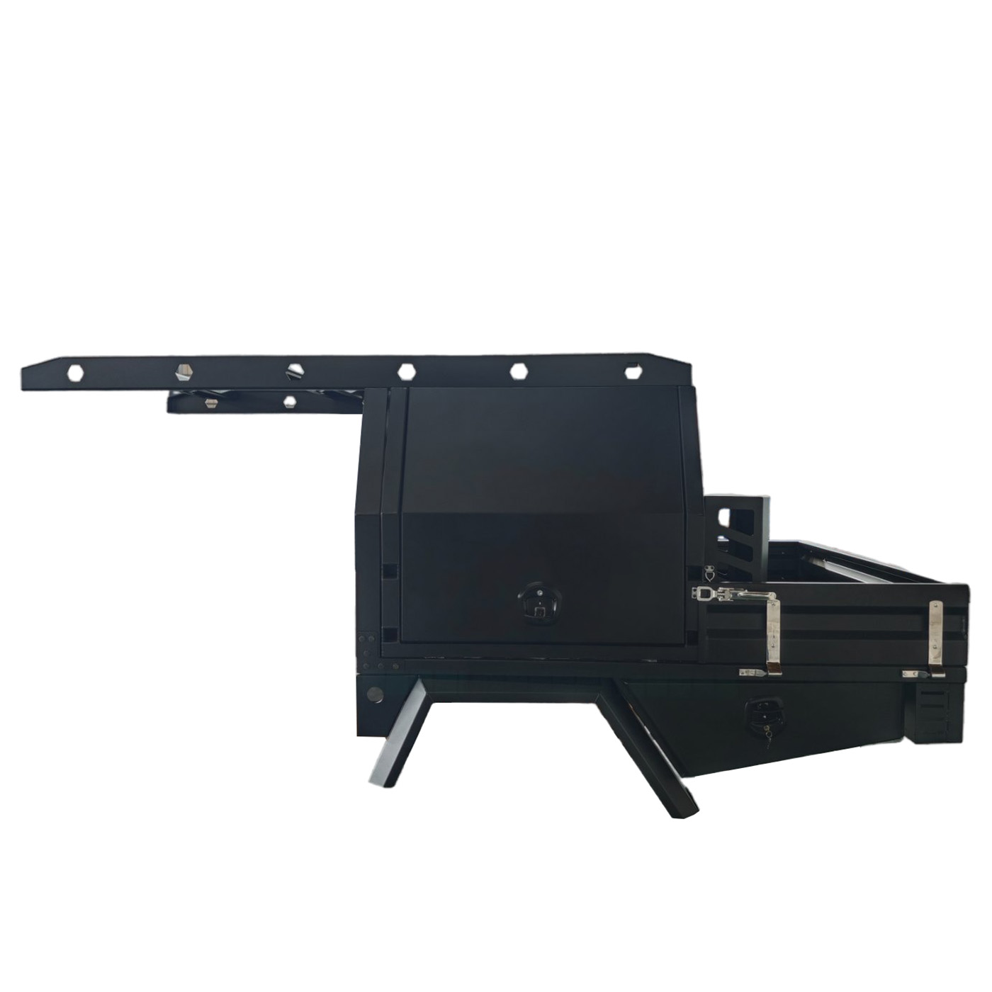 YT-7024-Black aluminum tray and semi-canopy with roof rack