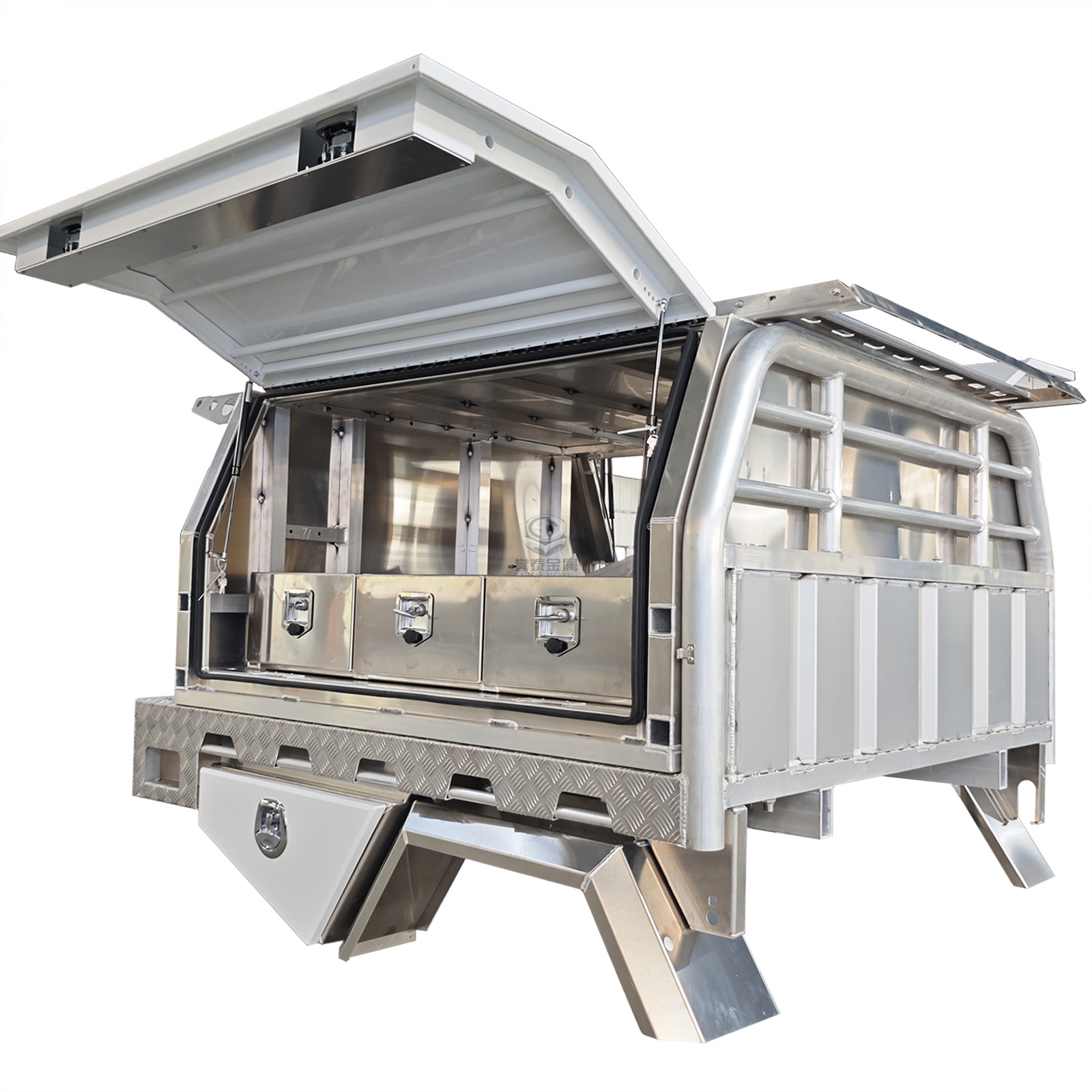 YT-7039-high-gloss &Natural aluminum finish aluminum alloy Ute Canopy with kitchen