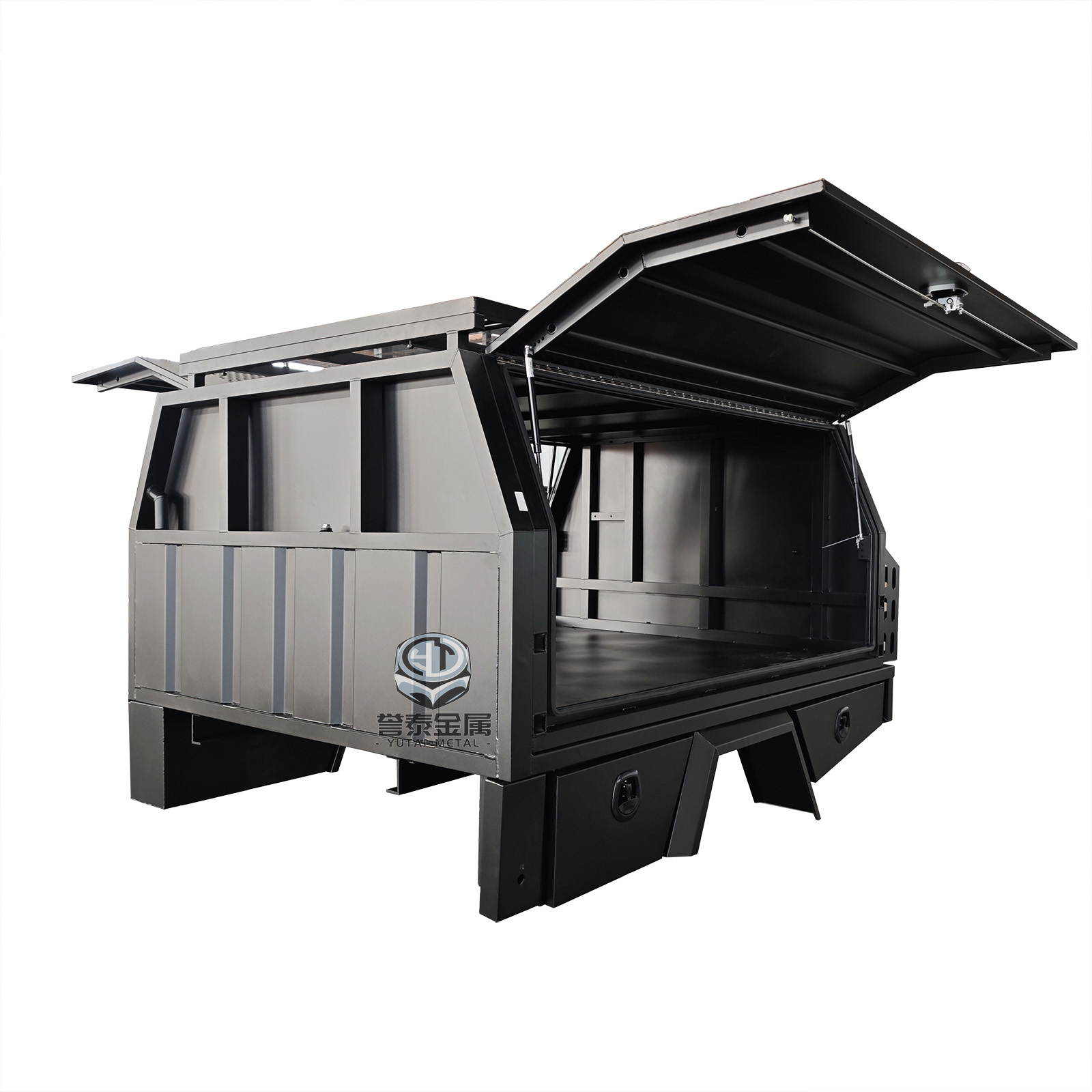 YT-7026-black Aluminum Ute Canopy and Tray with Dog Box