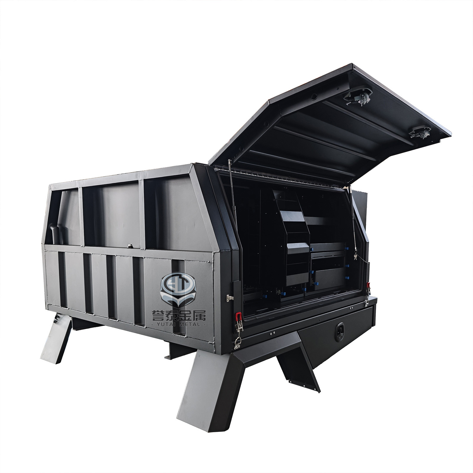 YT-7025-aluminum ute canopy with roof rack and kitchen